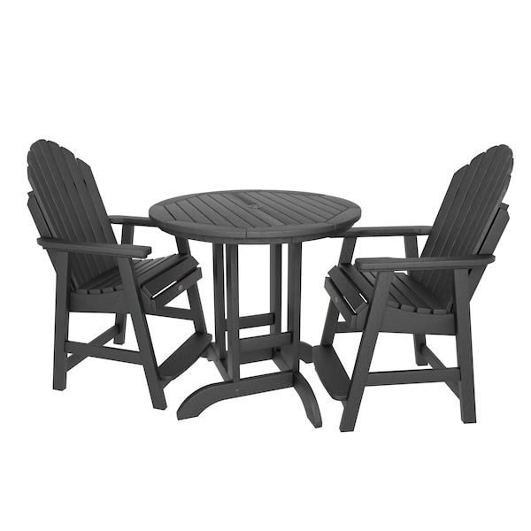 Highwood Usa Hamilton 3pc Round Counter Height Outdoor Patio Furniture Dining Set AD-CNA36-BKE - main